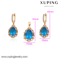 64174 Xuping luxury lever back earring findings grace waterdrop gold jewelry set for wedding jewelry